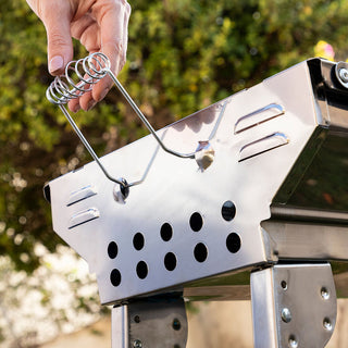 Zusammenklappbarer Holzkohlegrill und Outdoorküche aus Edelstahl