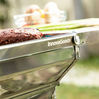 Zusammenklappbarer Holzkohlegrill und Outdoorküche aus Edelstahl