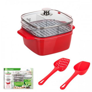 Genius Ceravital 6-in-1 Bräter Universal, Set 10tlg. 24 cm rot