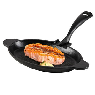 Gusseisernes Grillpfännchen oval 19,5cm x 12,5cm schwarz