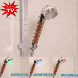 Led Duschkopf mit Temperatur-Farbwechsel und Antikalk Kugeln