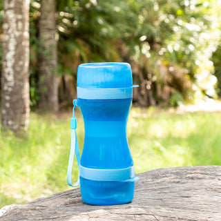 2 in 1 - Flasche mit Wasser- und Futterbehälter für Haustiere