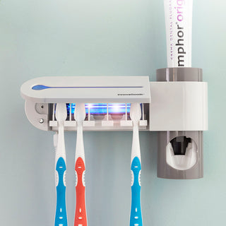 UV-Zahnbürsten-Sterilisator mit Zahnpastahalter und -spender