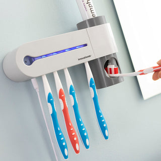 UV-Zahnbürsten-Sterilisator mit Zahnpastahalter und -spender