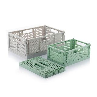 Set mit 3 klappbaren und stapelbaren Ordungs-Kisten