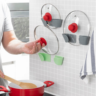 Set von 3 selbstklebenden Haltern für Topfdeckel