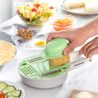 6 in 1 Multifunktionsreibe und -schneider mit Zubehör und Rezepten Gradder InnovaGoods