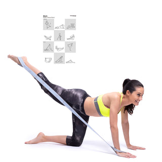 Elastisches Fitnessband für Stretching mit Übungsanleitung