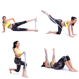 Elastisches Fitnessband für Stretching mit Übungsanleitung