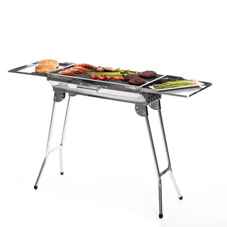 Zusammenklappbarer Holzkohlegrill und Outdoorküche aus Edelstahl