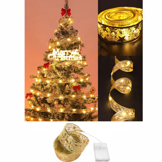 Weihnachtsbaum LED Licht und festliches Dekoband - für innen und aussen - kabellos 10m